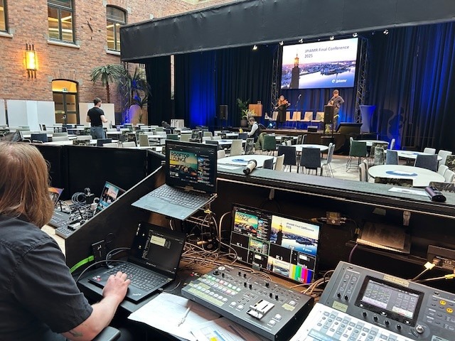 Video switcher table at the JPIAMR final conference.